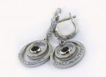 Серьги из серебра с гранатом и фианитами круг 5 мм 43805
