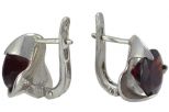 Серьги из серебра с гранатом круг 10 мм 43808