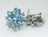 Серьги из серебра с топазом 5 маркиз 8х10 мм 6 кругов 2 мм  43899