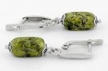 Серьги из серебра с змеевиком столбик 6х12 мм 44173