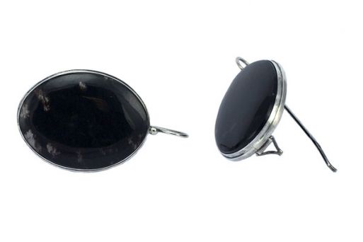 Серьги из серебра 925 пробы с обсидианом.