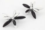 Серьги из серебра с фианитом и стеклом цветок 44274