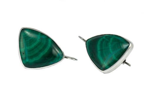 Серьги из серебра 925 пробы с малахитом.