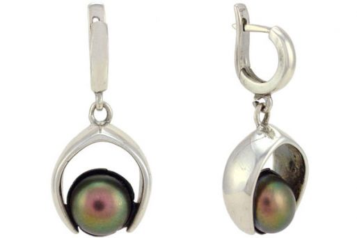 Серьги из серебра 925 пробы с жемчугом.