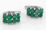 Серьги из серебра с изумрудом 8 квадратов 3х3 мм 44965