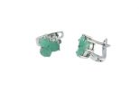 Серьги из серебра с изумрудом 3 круга 5 мм 44982