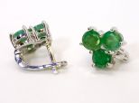 Серьги из серебра с изумрудом 3 круга 5 мм 44983