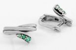 Серьги из серебра с изумрудом 3 круга 3 мм 44987