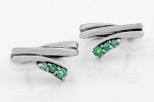 Серьги из серебра с изумрудом 3 круга 3 мм 44987