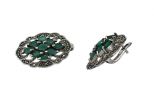 Серьги из серебра с изумрудом 9 маркиз 3х5 мм 45007