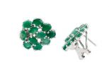 Серьги из серебра с изумрудом 11овалов 4х6 мм 45027