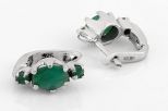 Серьги из серебра с изумрудом овал 5х7 мм 45030