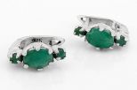Серьги из серебра с изумрудом овал 5х7 мм 45030