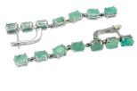 Серьги из серебра с изумрудом 7 овалов 5х7 мм 45052