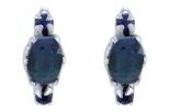 Серьги из серебра с сапфиром овал 5х7 мм и 2 круга 3 мм 45060