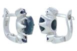Серьги из серебра с сапфиром овал 5х7 мм и 2 круга 3 мм 45060