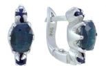 Серьги из серебра с сапфиром овал 5х7 мм и 2 круга 3 мм 45060