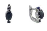 Серьги из серебра с сапфиром овал 5х7 мм и 2 круга 3 мм 45060