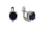 Серьги из серебра с сапфиром круг 9 мм 45068