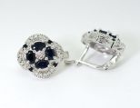 Серьги из серебра с сапфиром и фианитами 4 овала 4х6 мм и 4 круга 45070