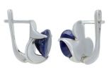 Серьги из серебра с сапфиром круг 10 мм 45075