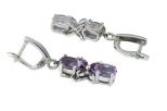 Серьги из серебра с аметистом 2 овала 6х8 мм 4 маркизы 2х4 мм 45105