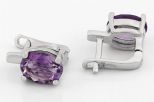 Серьги из серебра с аметистом овал 7х9 мм 45130