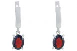 Серьги из серебра с гранатом овал 7х9 мм 45170
