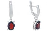 Серьги из серебра с гранатом овал 7х9 мм 45170