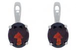 Серьги из серебра с гранатом овал 8х10 мм 45171