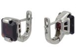 Серьги из серебра с гранатом квадрат 10х10 мм 45192