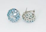 Серьги из серебра с топазом 4 овала 4х6 мм 20 кругов 3 мм 45285