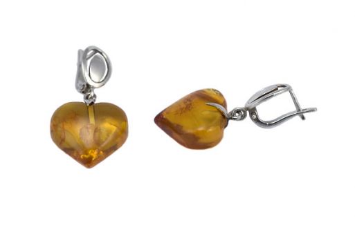 Серьги из серебра 925 пробы с янтарём.