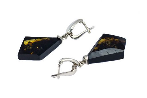 Серьги из серебра 925 пробы с янтарём.
