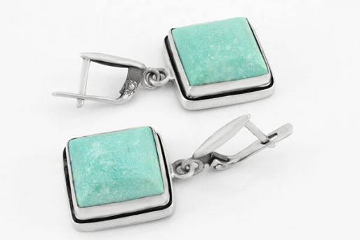 Серебряные серьги с бирюзой 46048 купить в магазине Самоцветы мира