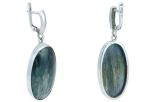 Серьги из серебра с Клинохлором Овал 20х34 мм 46050