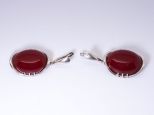Серьги из серебра с кораллом красным овал 20х25 мм 46466