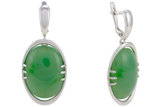 Серьги из серебра 925 пробы с Нефритом.