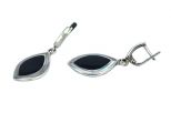 Серьги из серебра с агатом чёрным маркиза 16х26 мм 46734