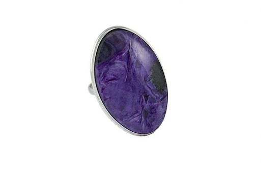 Кольцо из серебра 925 пробы с чароитом.