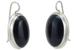 Серьги из серебра с агатом чёрным овал 18х25 мм 46848