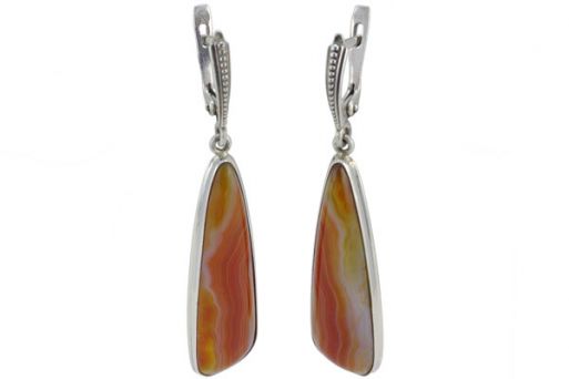 Серьги из серебра 925 пробы с сердоликом.