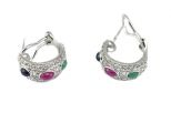 Серьги из серебра с изумрудом, рубином, сапфиром 3 овала 3х5 мм 47381