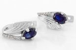 Серьги из серебра с сапфиром и фианитами овал 5х7 мм 47410