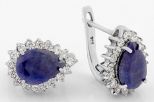 Серьги из серебра с сапфиром и фианитами капля 6х8 мм 47460