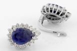 Серьги из серебра с сапфиром и фианитами капля 6х8 мм 47460