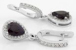 Серьги из серебра с сапфиром и фианитами капля 7х9 мм 47467