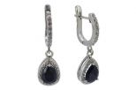 Серьги из серебра с сапфиром и фианитами капля 7х9 мм 47467