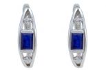 Серьги из серебра с сапфиром и фианитами прямоугольник 4х6 мм 47470