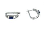 Серьги из серебра с сапфиром и фианитами прямоугольник 4х6 мм 47470